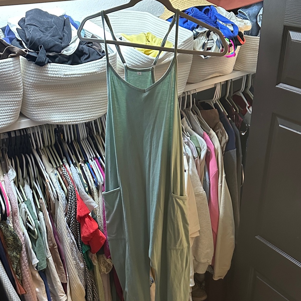 Amazon Sage Green Strappy Pocket jumpsuit